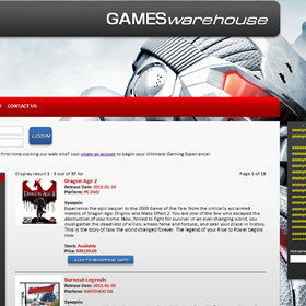 Website: Games Warehouse